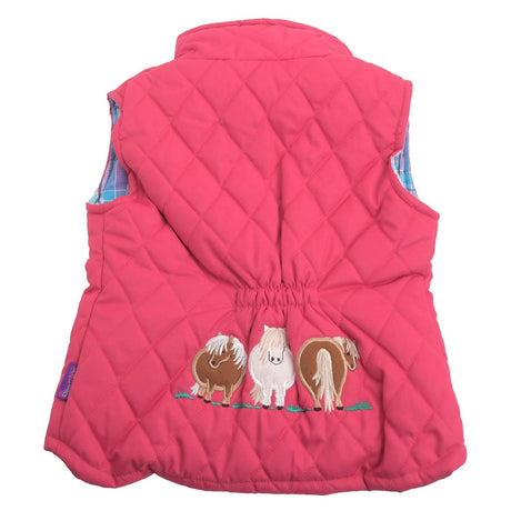 British Country Collection Three Fat Ponies Childrens Gilet #colour_fuchsia