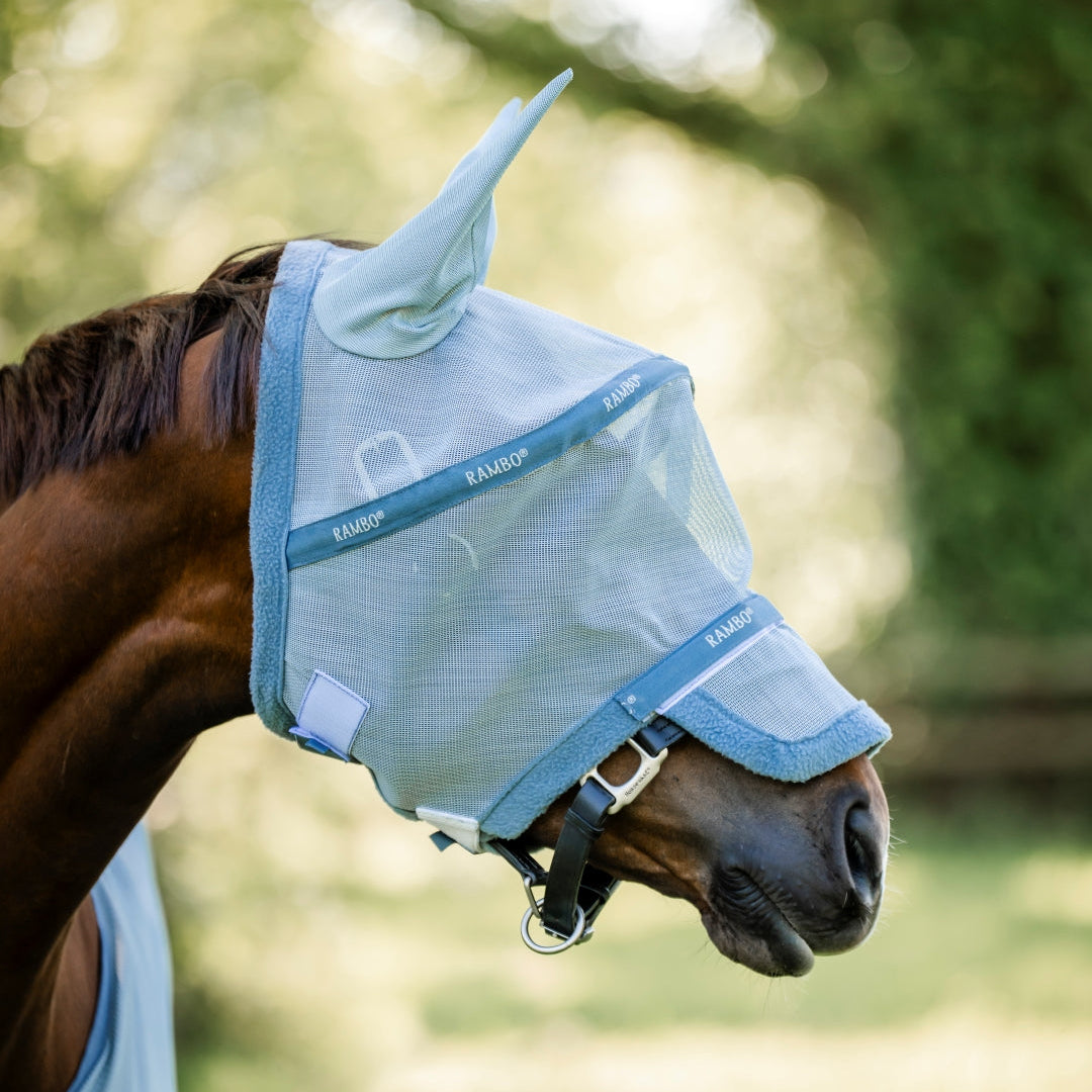 Horseware Ireland Rambo Flymask Plus #colour_heather-blue-blue-silver