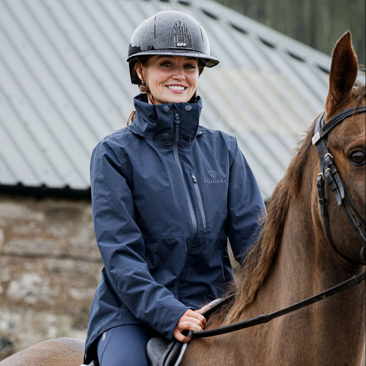 EQUIDRY Women's Iris Waterproof Riding Jacket #colour_navy
