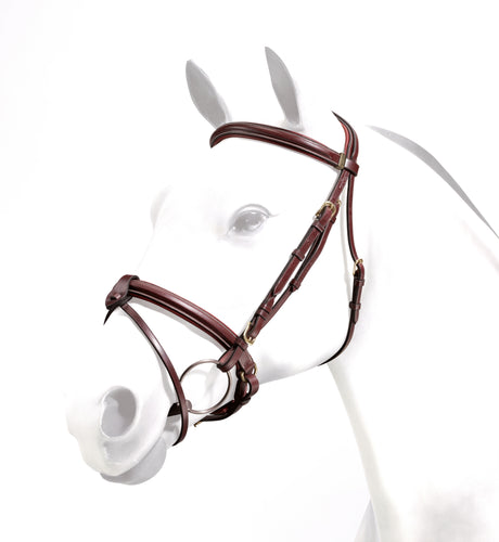 Equipe Rolled Browband Brass Fittings Flash Bridle #colour_brown