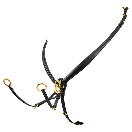Equestro Tanned Leather Fork Breastplate With Steel Buckles #colour_black