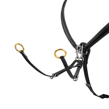 Equestro Tanned Leather Fork Breastplate With Steel Buckles #colour_black
