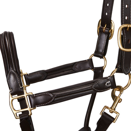 Equestro Soft Leather Halter With Durable Buckles #colour_brown