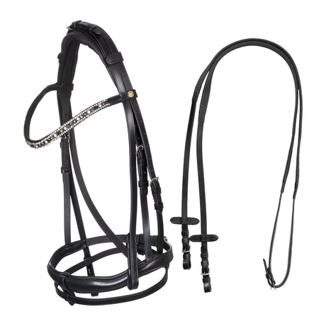 English leather bridle with rhinestone browband