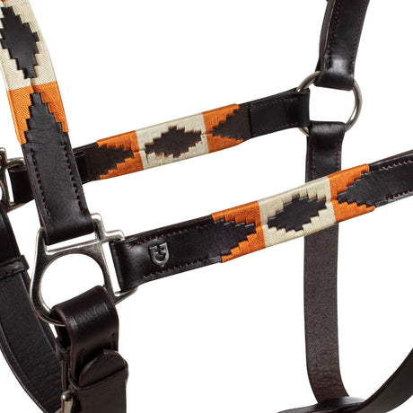 Equestro Leather Halter With Navajo Decorations #colour_brown