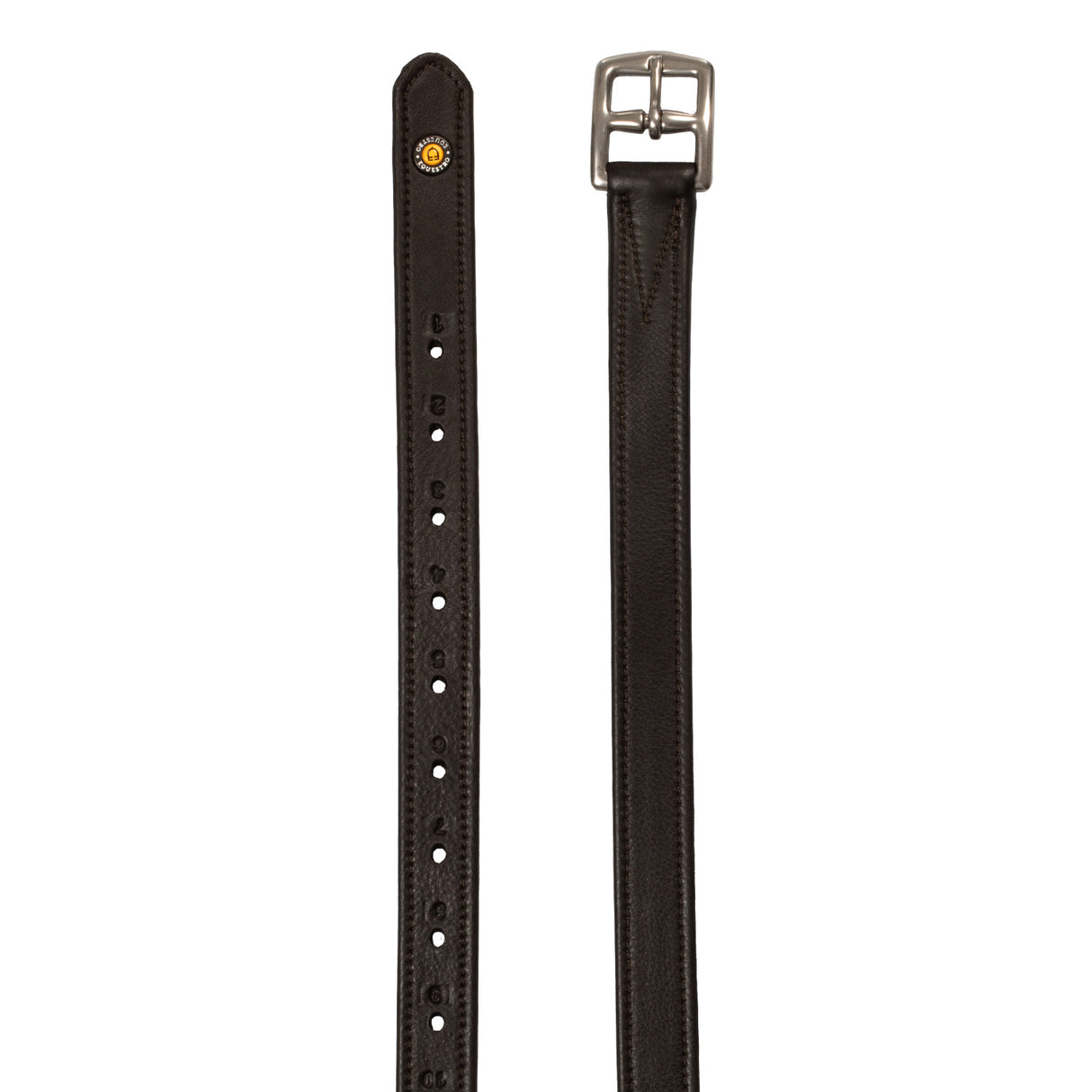 Equestro Leather Stirrup Leathers With Numbered Holes #colour_brown