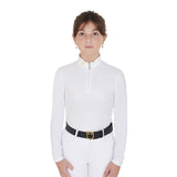 Equestro Girl's Slim Fit Polo Shirt In Technical Fleece Fabric