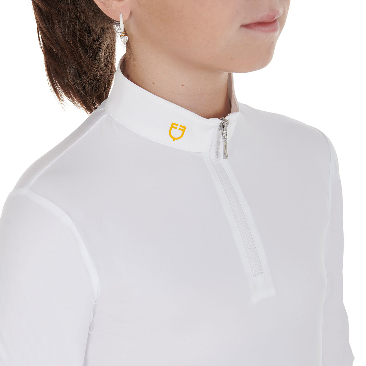 Equestro Girl's Slim Fit Polo Shirt In Technical Fleece Fabric