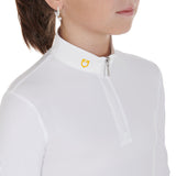 Equestro Girl's Slim Fit Polo Shirt In Technical Fleece Fabric