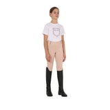 Equestro Girls' Slim Fit T-Shirt Rose Glitter Logo #colour_white