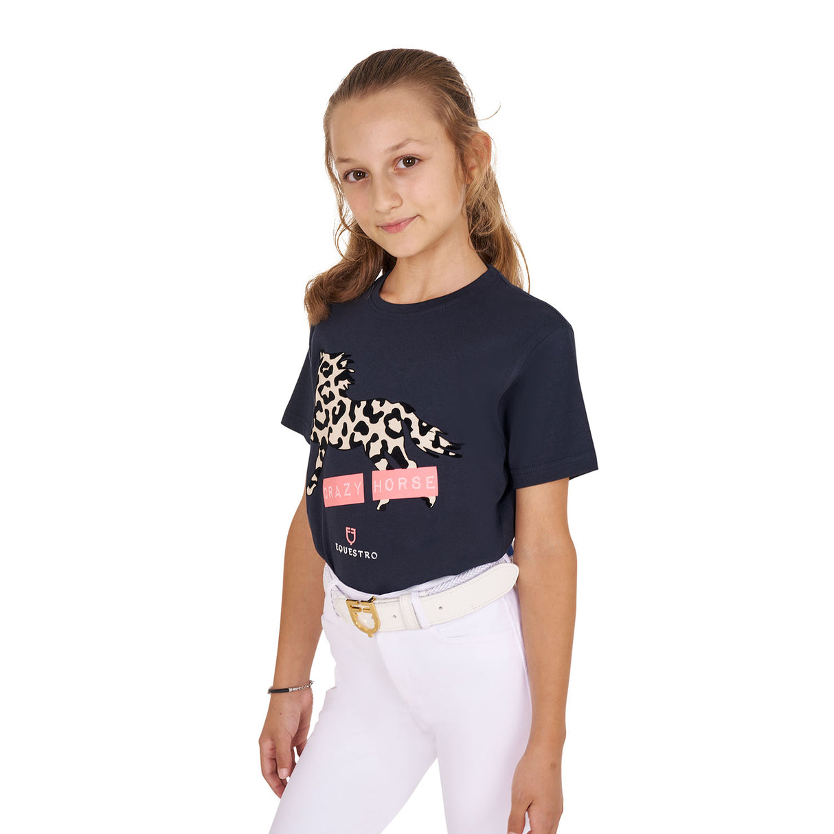 Equestro Girls' Crazy Horse Cotton T-Shirt