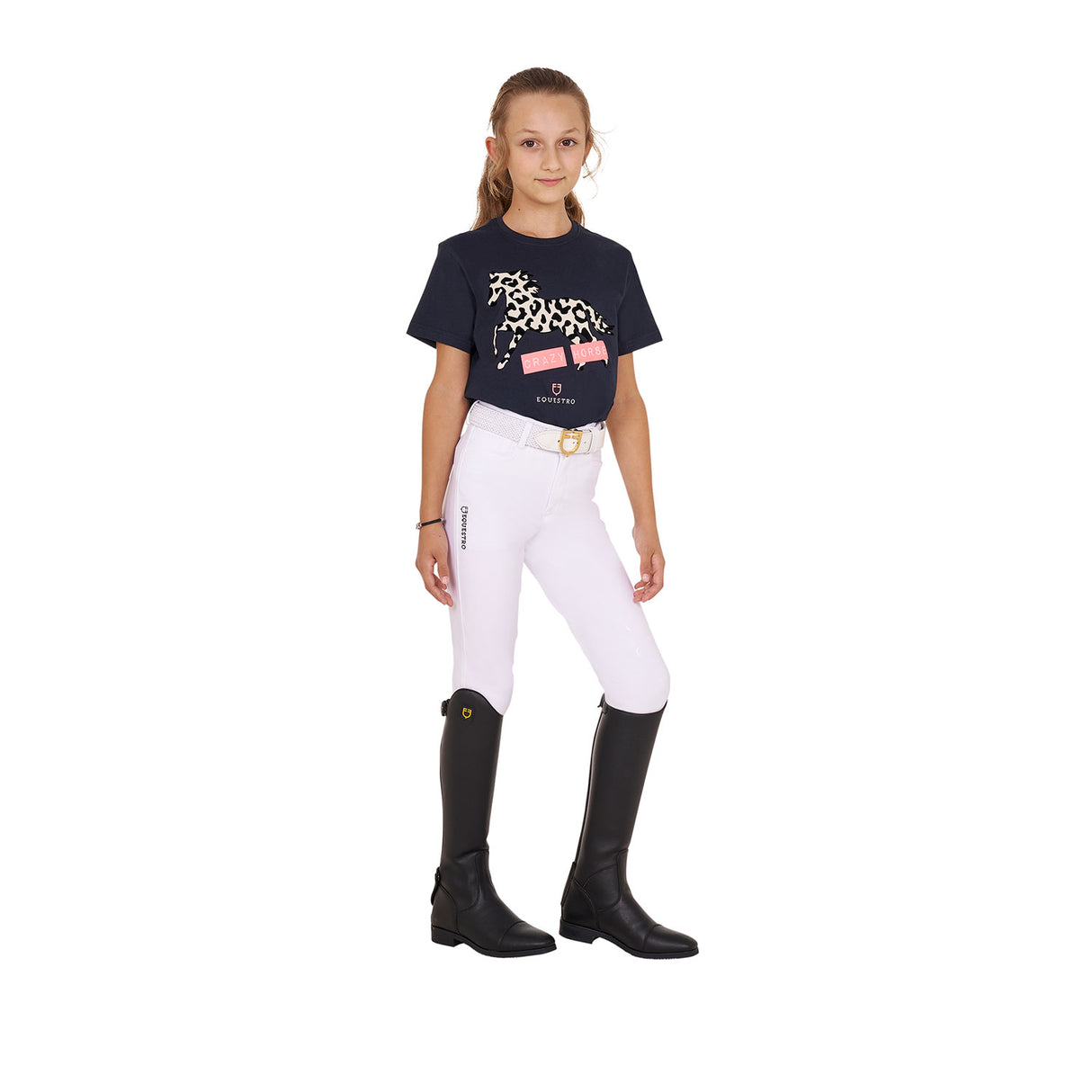 Equestro Girls' Crazy Horse Cotton T-Shirt
