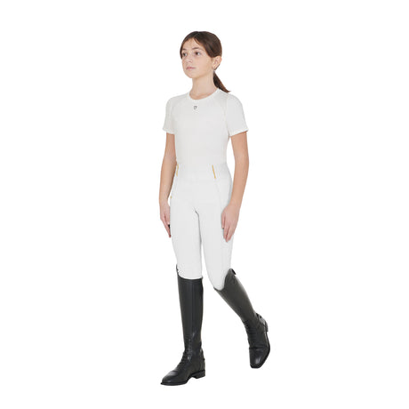 Equestro Girls' Fleece Lining Leggings #colour_white