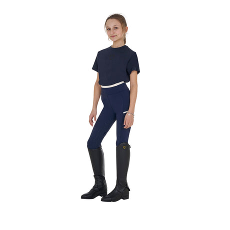 Equestro Girls' Basic Cotton T-Shirt With Tone On Tone Logo #colour_blue