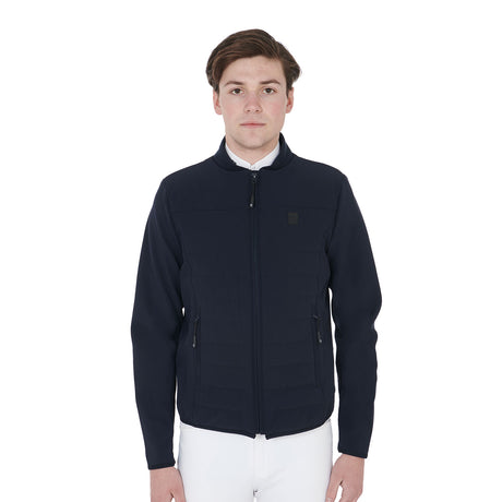 Equestro Men's Jacket In Perforated Technical Fabric #colour_blue