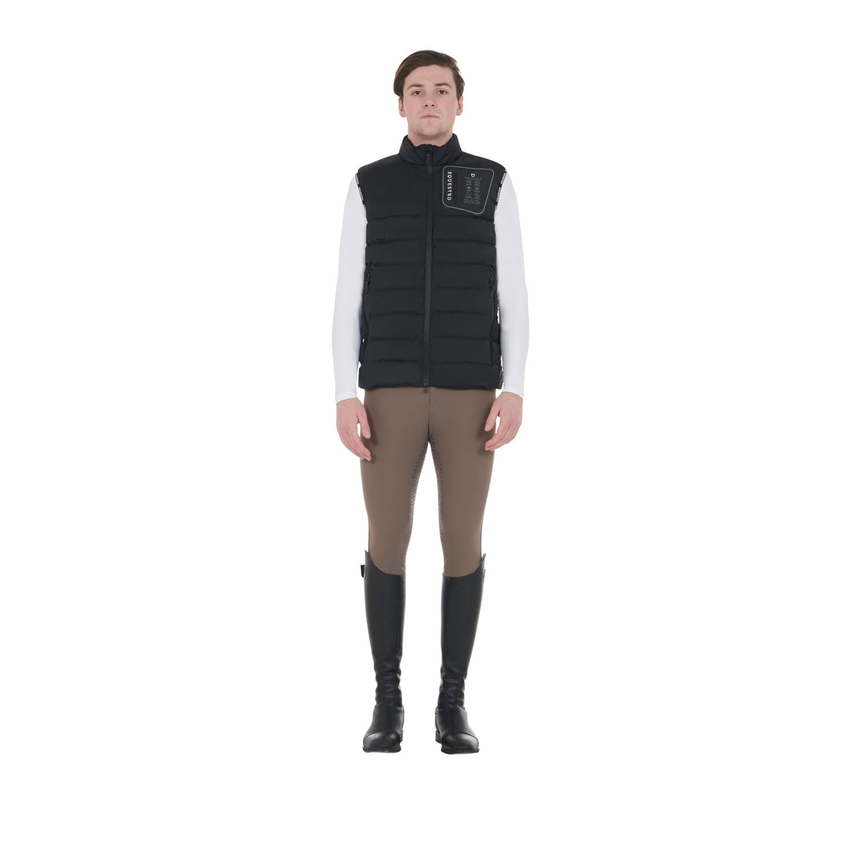 Equestro Men's Stretch Fabric Vest Silicone Patch #colour_black