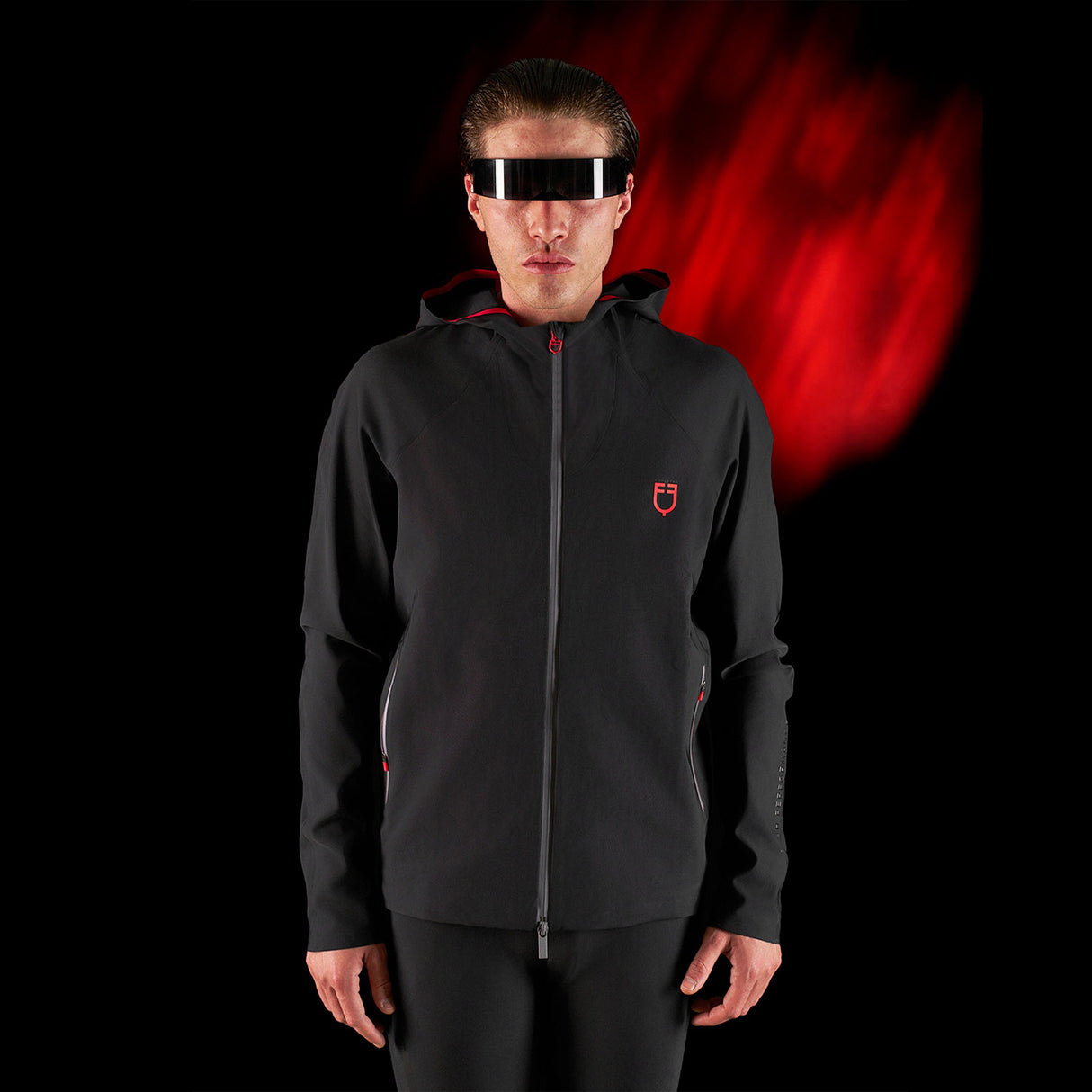 Equestro Equestro Ridertechnology Men's Technical Hooded Sweatshirt #colour_black
