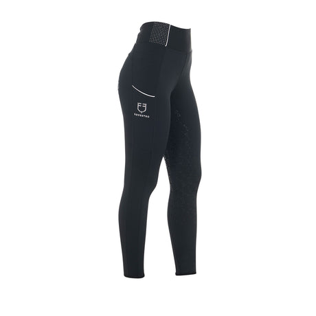 Equestro Women's Slim Fit High-Waisted Leggings with Rhinestones