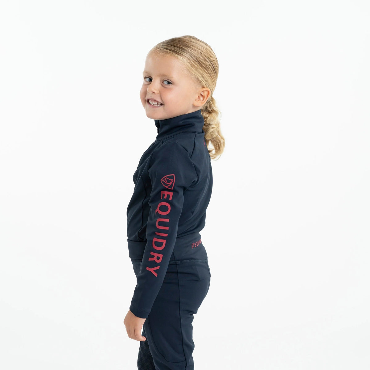 EQUIDRY Children's Water Repellent Base Layer #colour_navy-raspberry