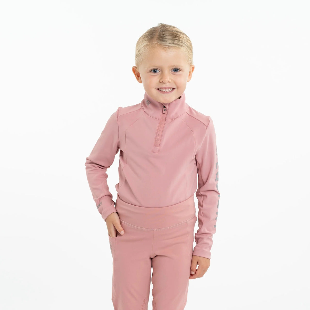 EQUIDRY Children's Water Repellent Base Layer #colour_pale-pink-grey