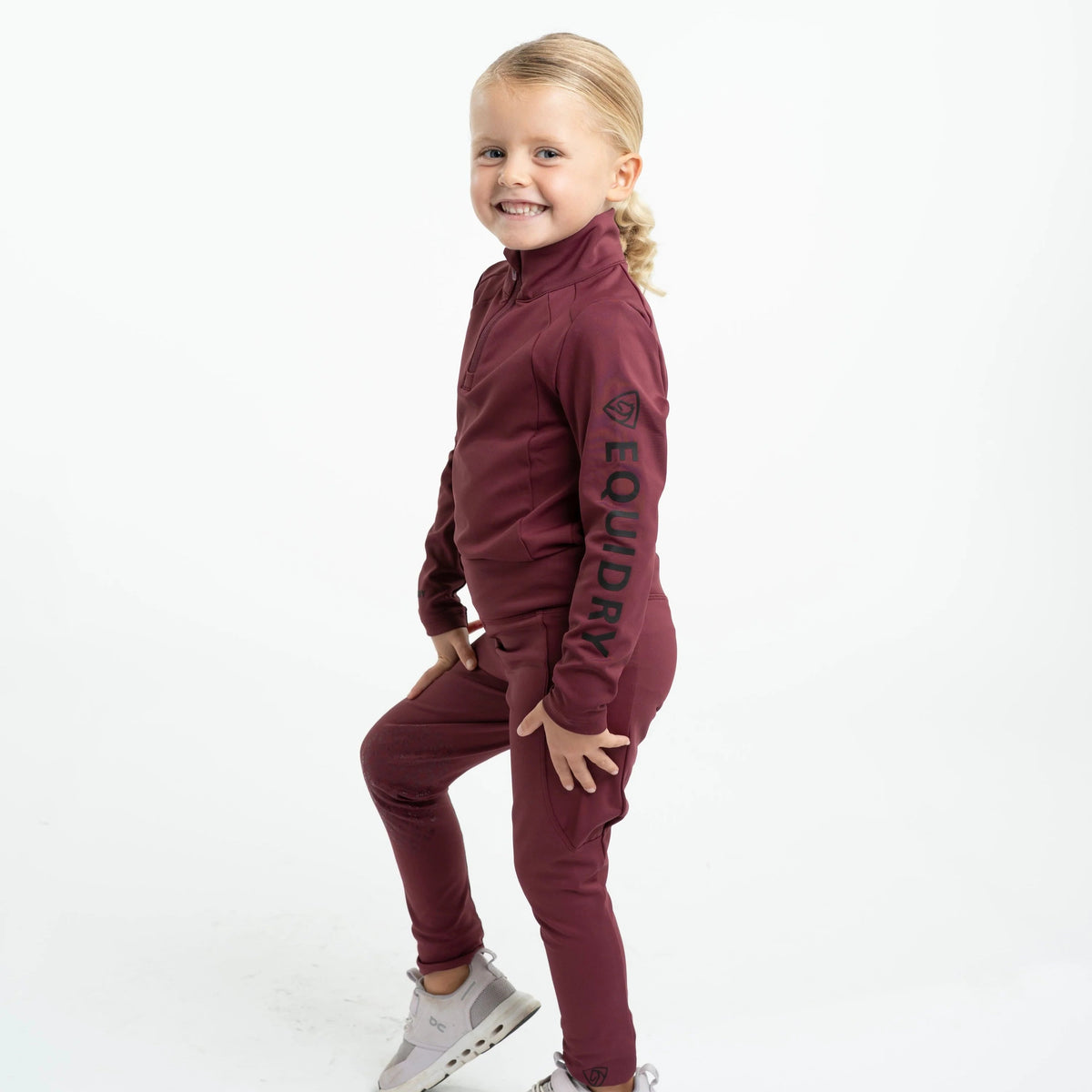 EQUIDRY Children's Water Repellent Base Layer #colour_plum-black