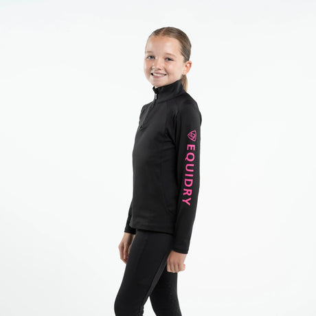 EQUIDRY Children's Water Repellent Base Layer #colour_black-peacock-pink