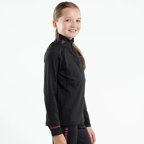 EQUIDRY Children's Water Repellent Base Layer #colour_black-peacock-pink