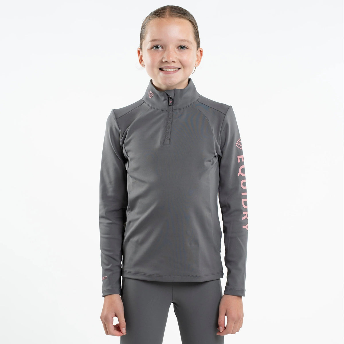EQUIDRY Children's Water Repellent Base Layer #colour_grey-pale-pink