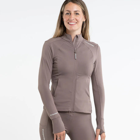 EQUIDRY Women's Water Repellent Zip up Top #colour_mocha-white