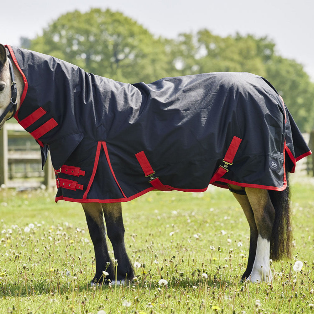 Firefoot 100g Pony Fixed Neck Turnout Rug #colour_black-red