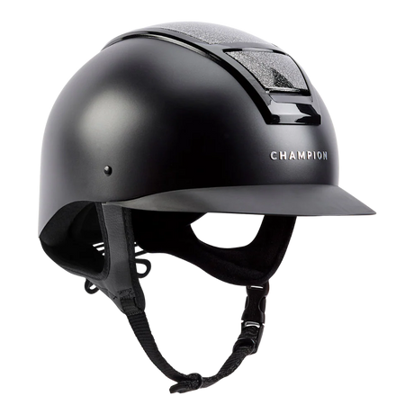 Champion Insight Glitter Round Standard Peak Riding Hat #colour_matt-black-sparkle-black