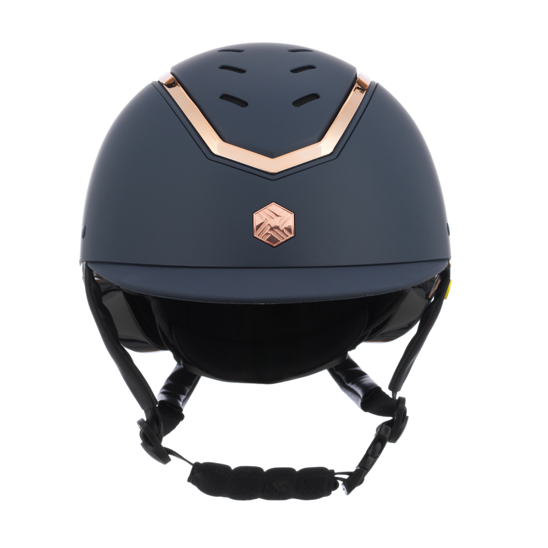 Charles Owen Matte Kylo Riding Hat #colour_navy-matte-rose-gold