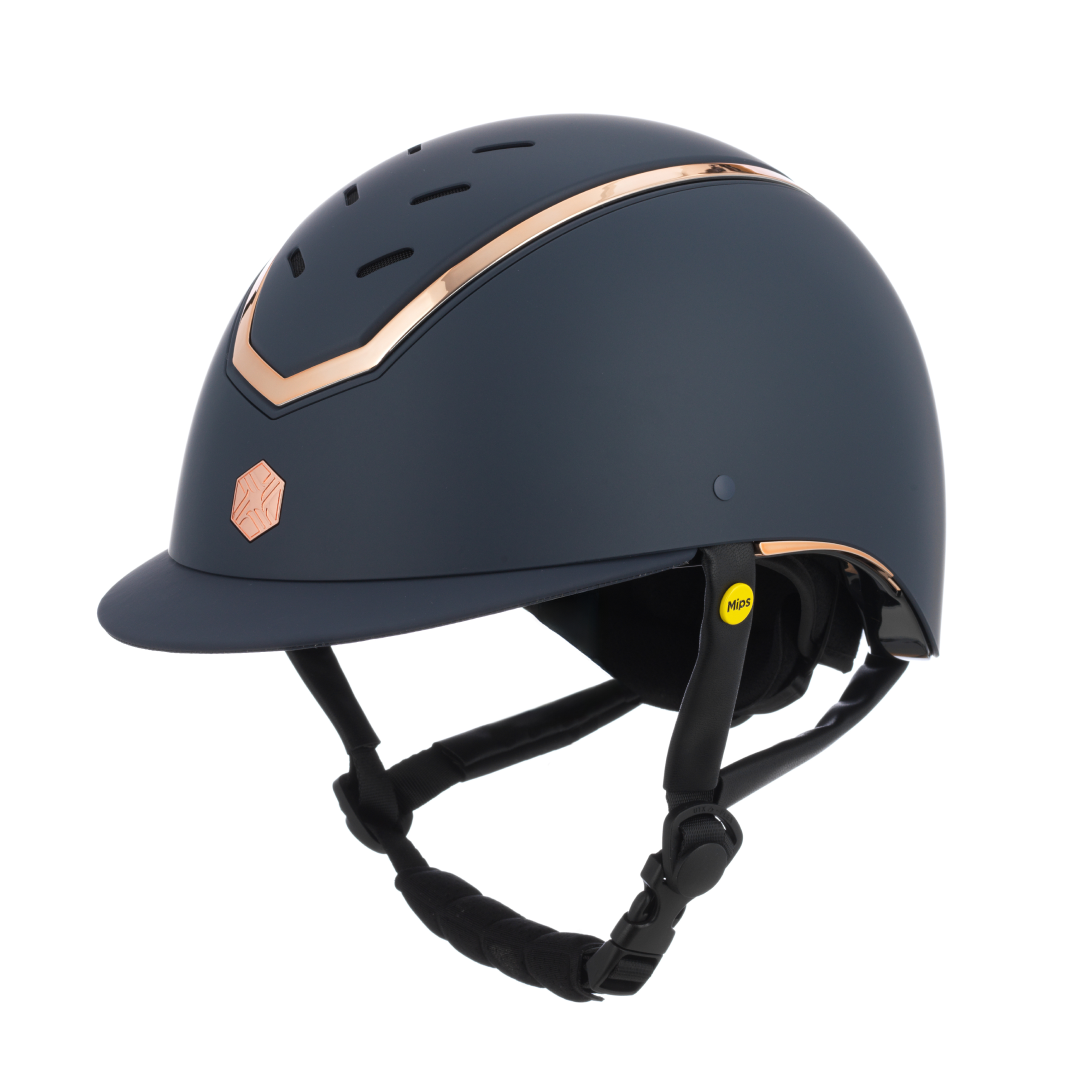 Charles Owen Matte Kylo with MIPS Riding Hat #colour_navy-matte-rose-gold