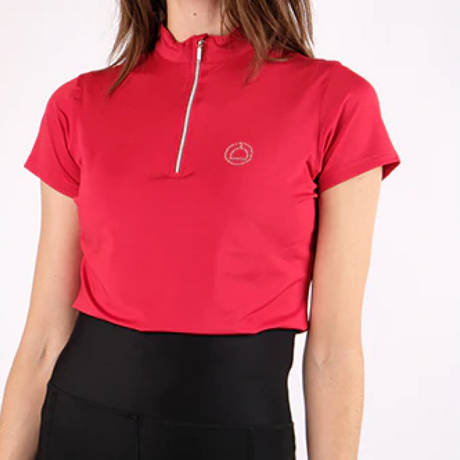 Montar Everly Crystal Detail Ladies Short Sleeve Baselayer #colour_jester-red