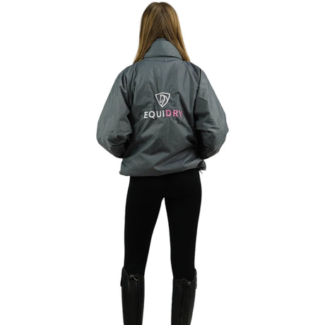 EQUIDRY Women's Thin Fleece Shortie #colour_grey-peacock-pink