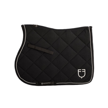 Equestro Jumping Saddle Pad In Cotton With Trimmings With Logo #colour_black