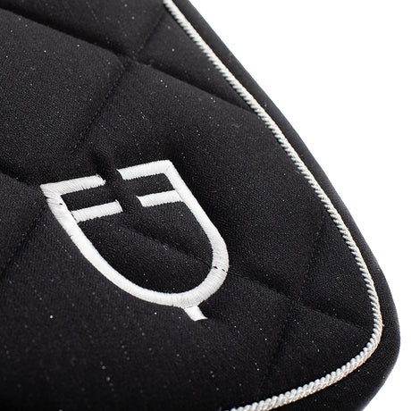 Equestro Jumping Saddle Pad In Cotton With Trimmings With Logo #colour_black