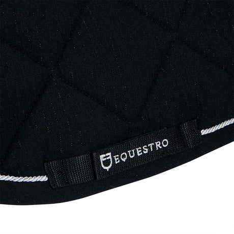 Equestro Jumping Saddle Pad In Cotton With Trimmings #colour_black