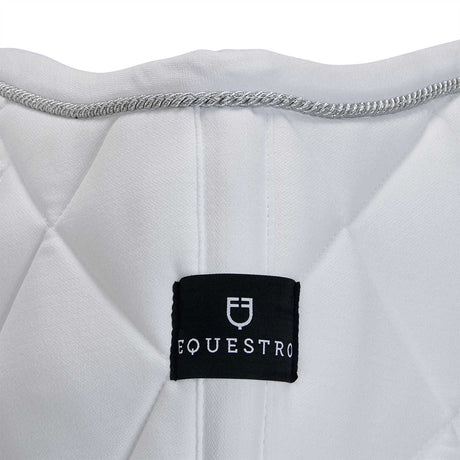 Equestro Jumping Saddle Pad In Cotton With Trimmings #colour_white
