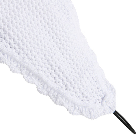 Equestro Knitted Fly Veil With Elastic Front Strap #colour_white