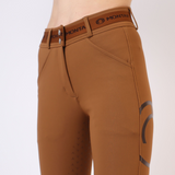 Montar Gudrun Highwaist Brok Mud Thigh Logo Full Grip #colour_brown