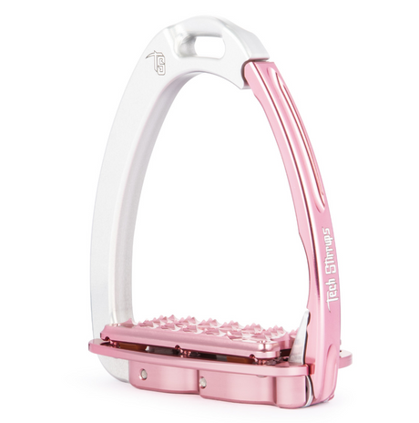 Tech Stirrups Venice Plus Evo Adult Safety Stirrups #colour_silver-pink