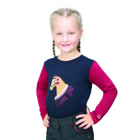 Little Rider Riding Star Collection Long Sleeve T-Shirt #colour_navy-burgundy