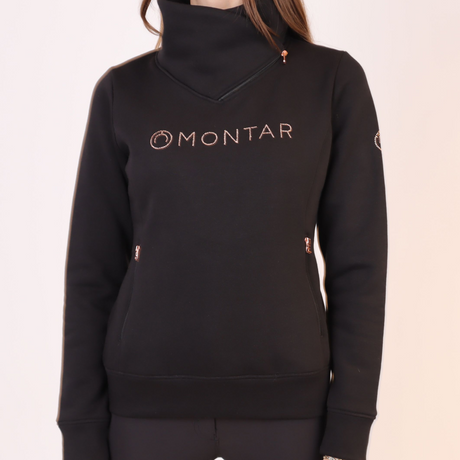 Montar Naja Side Neck Zip with Rosegold Crystals #colour_black