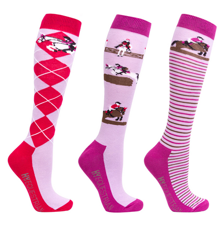 Hy Equestrian Novelty Printed Socks #colour_hazel-wild-aster
