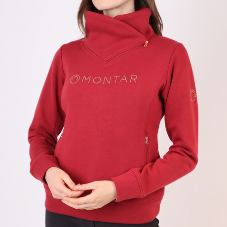 Montar Naja Side Neck Zip with Rosegold Crystals #colour_ruby-red