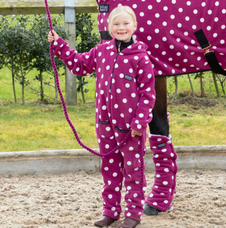 Supreme Products Child's Dotty Fleece Onesie #colour_magical-mulberry