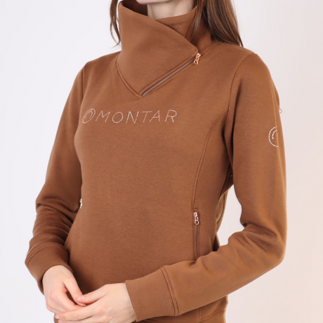 Montar Naja Side Neck Zip with Rosegold Crystals #colour_toffee