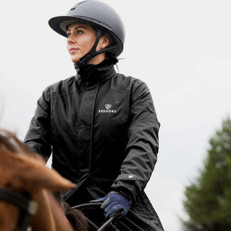 EQUIDRY Women's Bronte Riding Coat with Removable Hood #colour_black