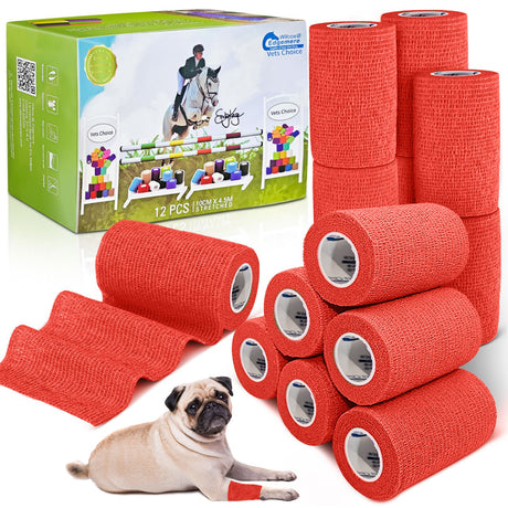 Equimed 10cm Vetwrap Pack of 12 #colour_rose-red